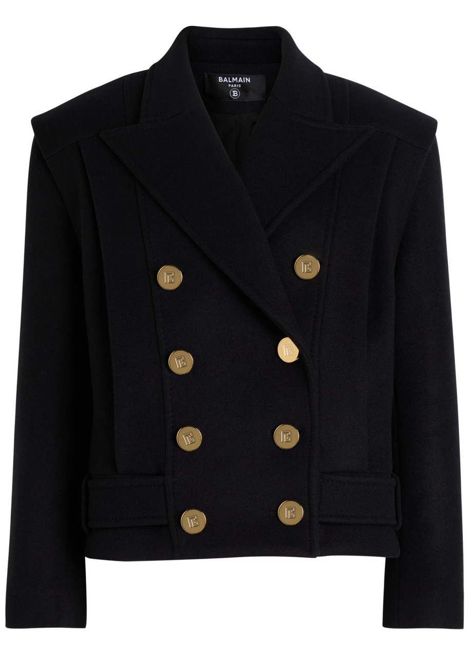 Balmain Double-breasted Wool-blend Coat - Black - 42 (UK14 / L)