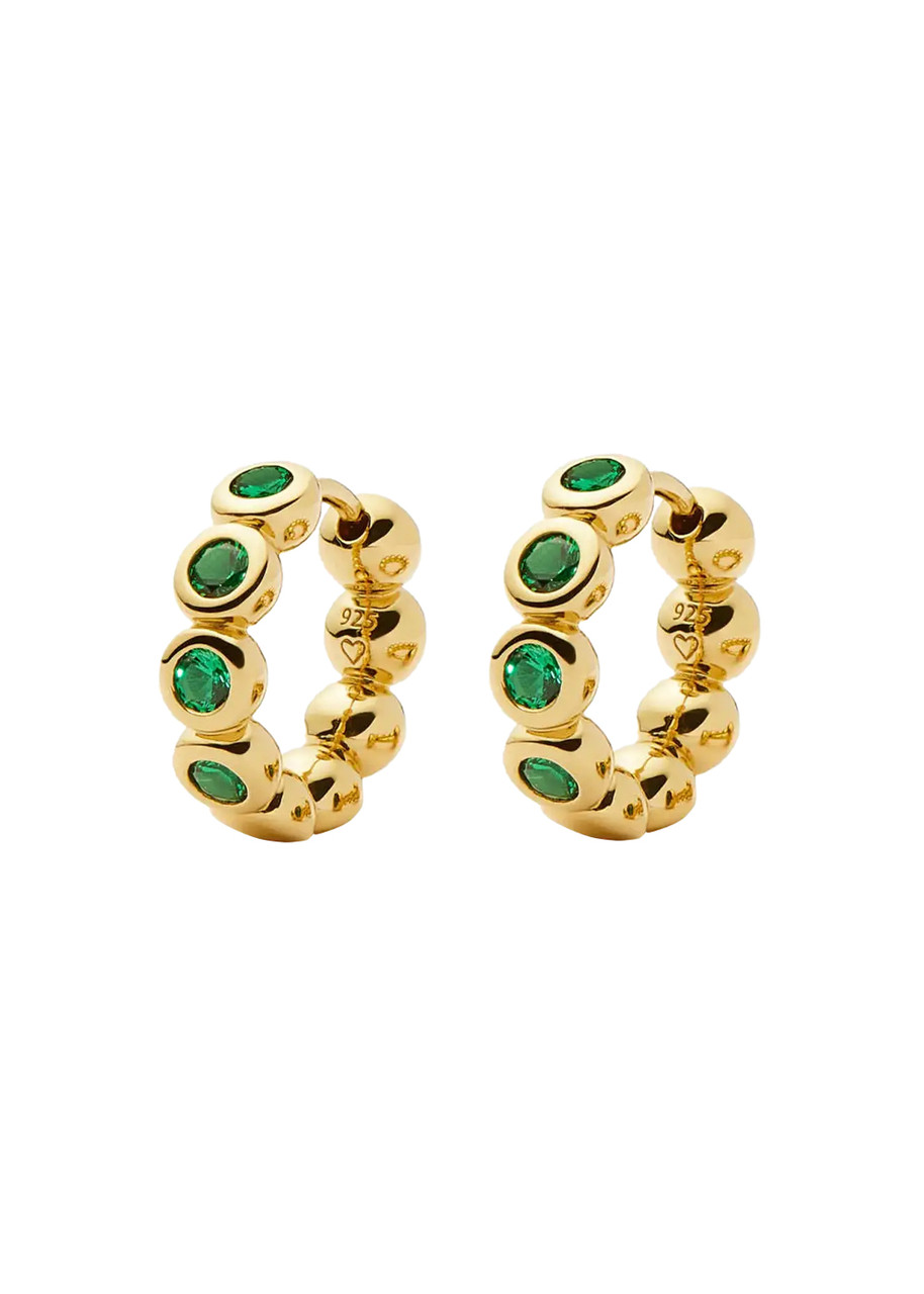 Missoma Tennis Small Hoop Earrings In Green