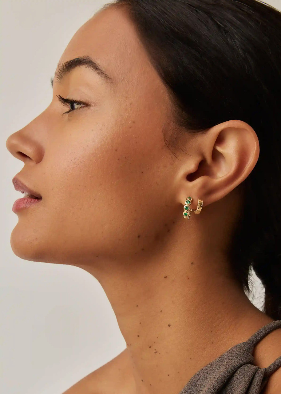 Missoma Tennis Small Hoop Earrings In Green