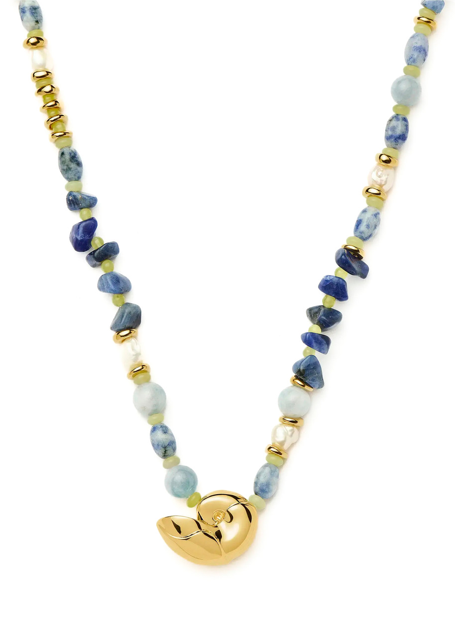Missoma Shell Statement Multi Beaded Necklace In Gold