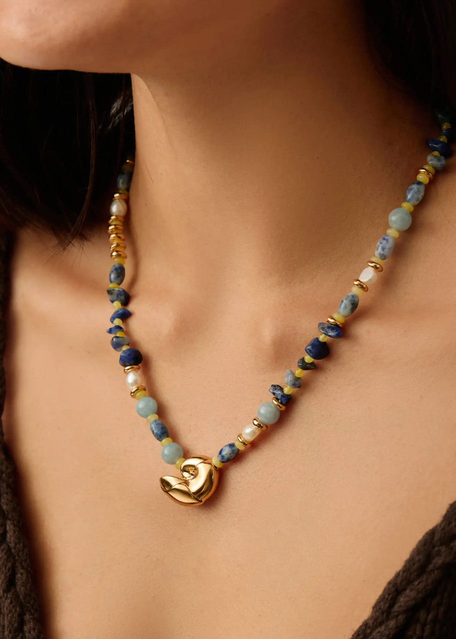 Missoma Shell Statement Multi Beaded Necklace In Gold