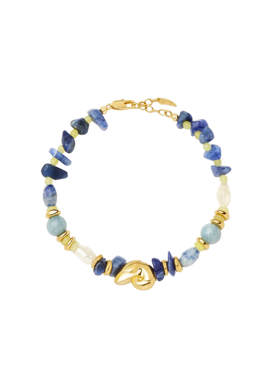 Missoma Shell Statement Multi Beaded Bracelet In Blue