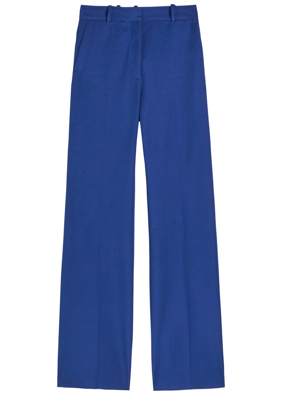 Joseph Womens Cobalt Tafira Flared-leg Mid-rise Stretch-cotton Trousers In Blue