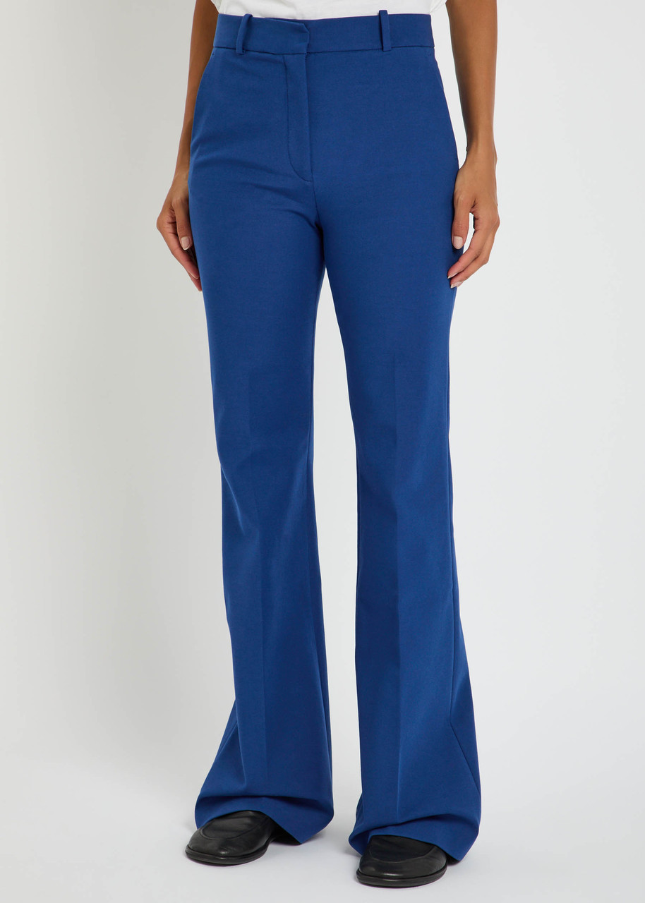 Joseph Womens Cobalt Tafira Flared-leg Mid-rise Stretch-cotton Trousers In Blue