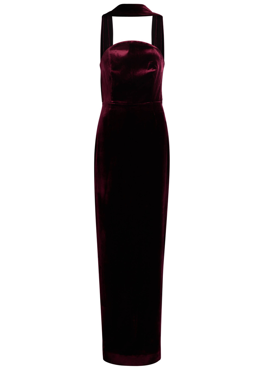 Roland Mouret Womens Mulberry Velvet Corset Stretch-woven Gown In Burgundy