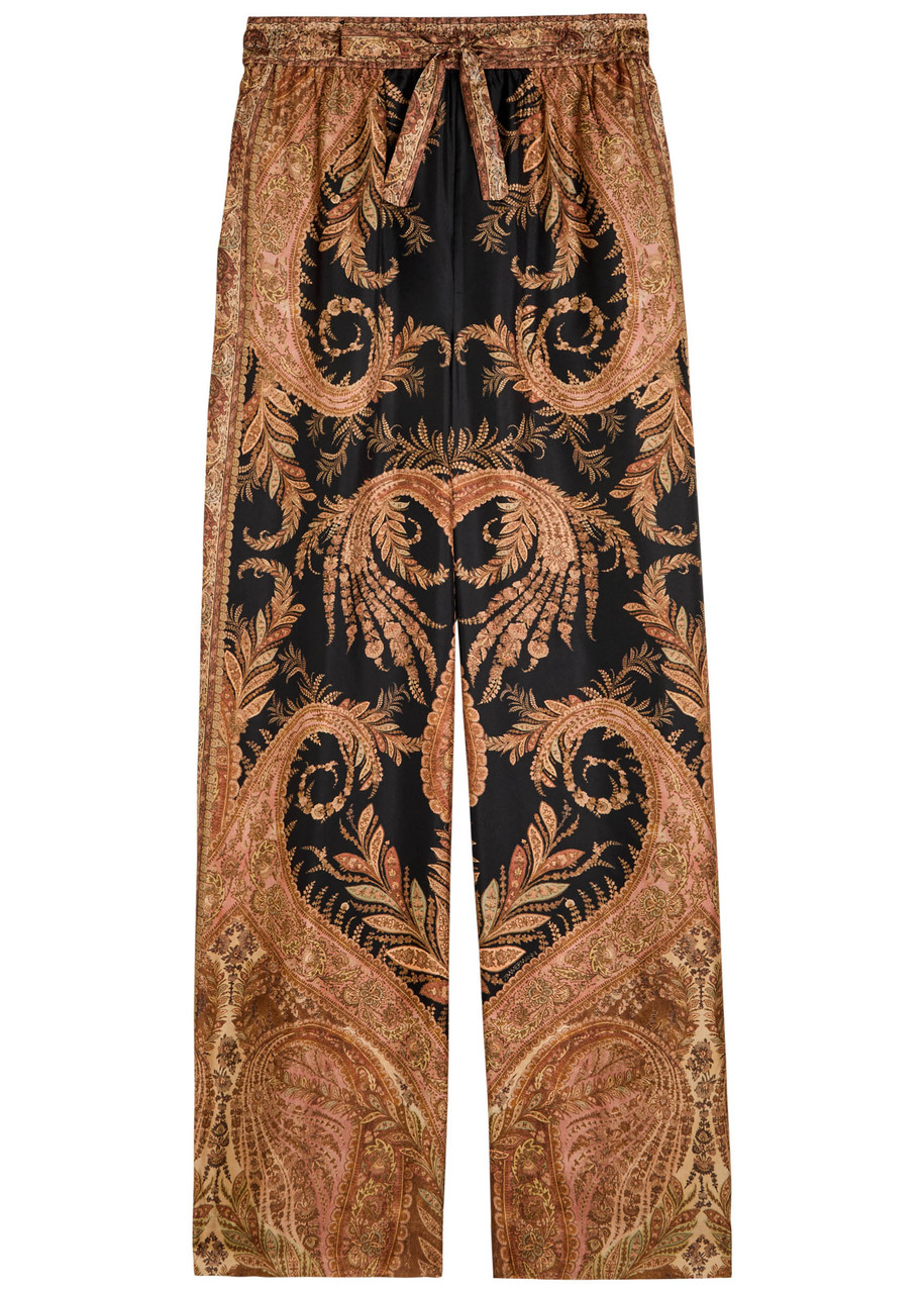 Zimmermann Hypnotic Track Printed Silk Trousers In Multi