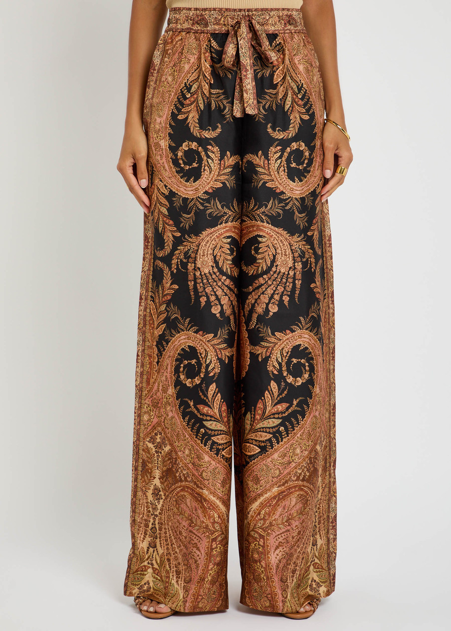 Zimmermann Hypnotic Track Printed Silk Trousers In Multi