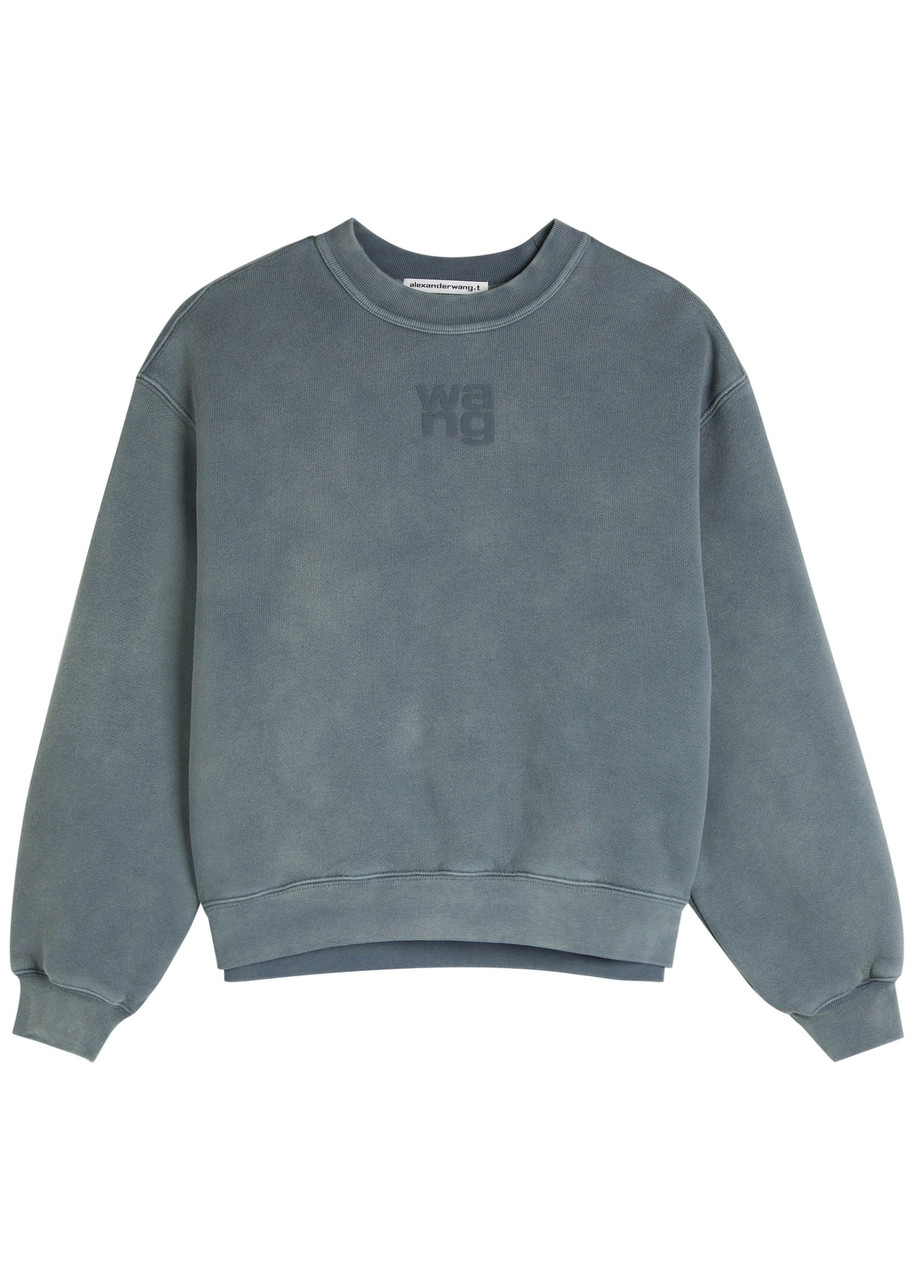 Alexander Wang T Alexanderwang.t Logo Cotton-blend Sweatshirt In Blue
