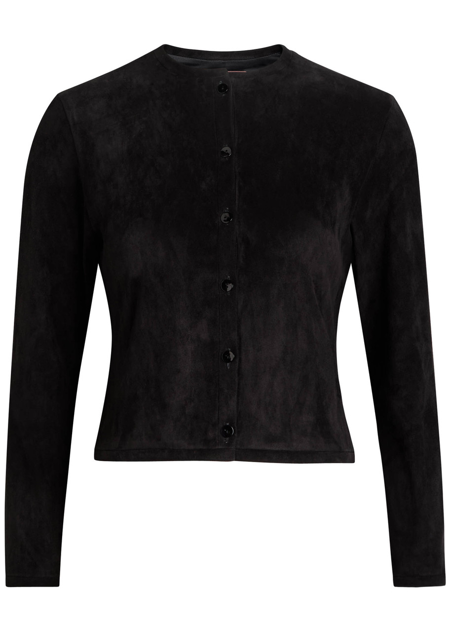 Stouls Astrid 25 Stretch-suede Cardigan In Black
