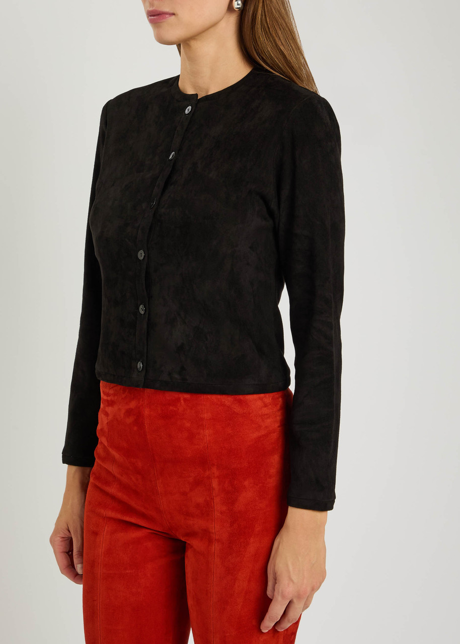 Stouls Astrid 25 Stretch-suede Cardigan In Black