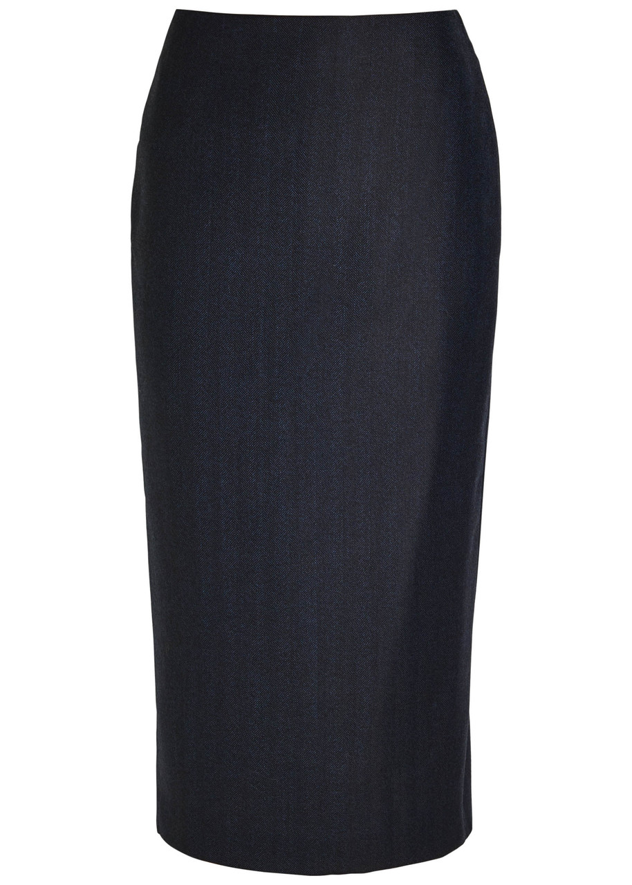 Blaze Milano Maine Sussex Longuette Wool Midi Skirt - Dark Blue - 3 (UK12 / M)