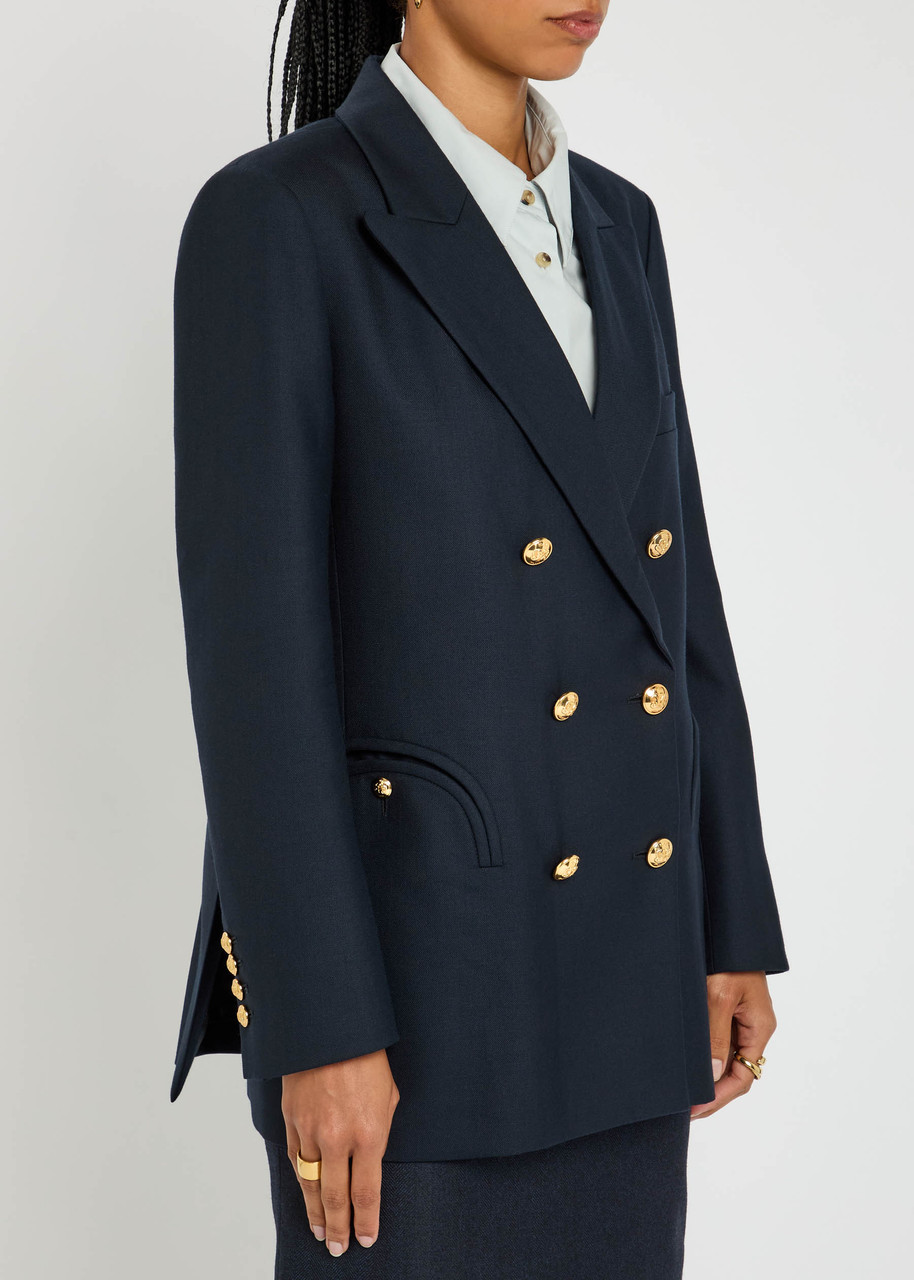 Blazé Milano Everynight Alcanara Double Breasted Blazer In Blue