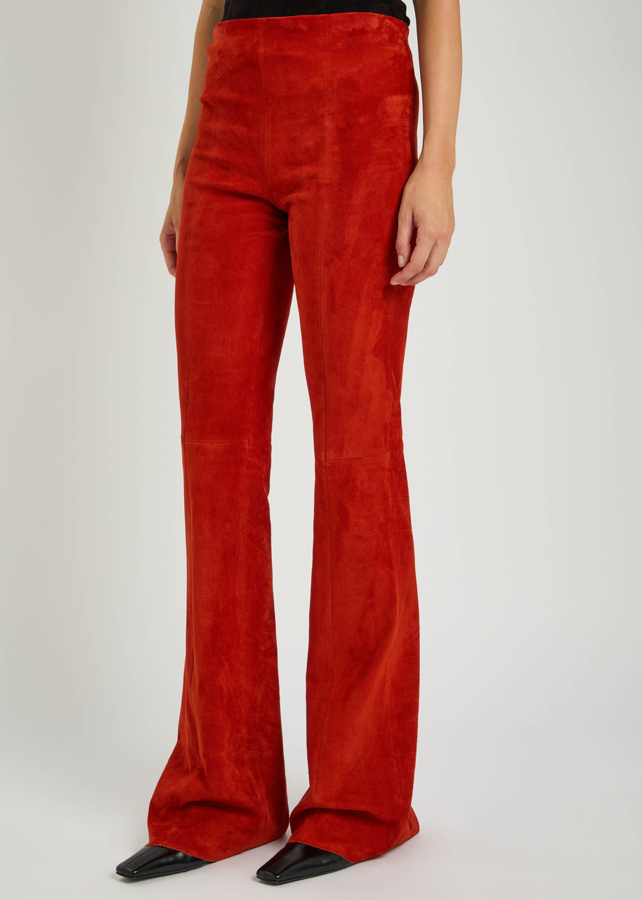 Stouls Gege High-rise Suede Flared Pants In Red