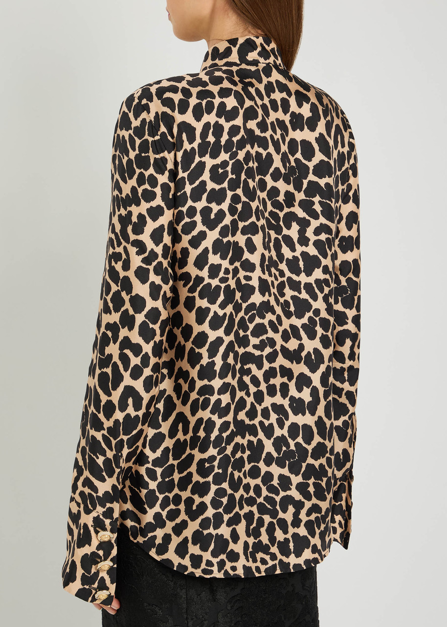  Balmain Leopard-print Silk Blouse - Multi Animal - 42 (uk14 / L) 