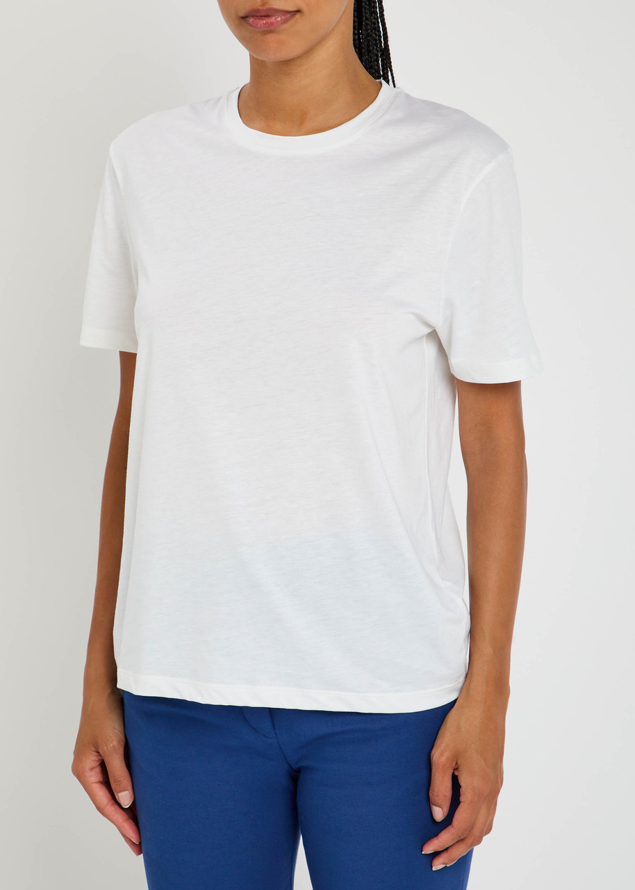 Joseph Round Neck Cotton And Silk-blend T-shirt In White