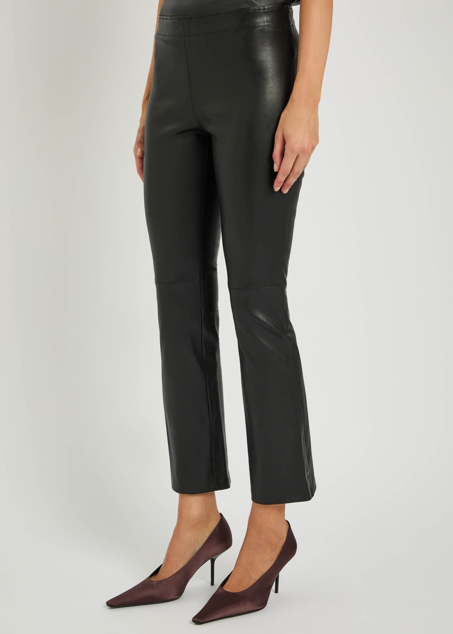 Stouls Maria Rosa Cropped Leather Trousers In Black