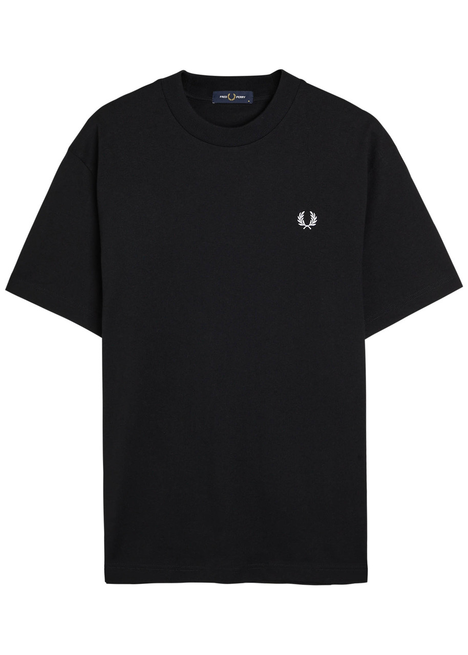 Fred Perry Logo-embroidered Cotton T-shirt In Black
