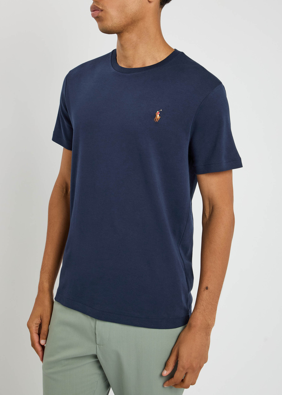Polo Ralph Lauren Custom Slim-fit In Pima Cotton T-shirt In Blue