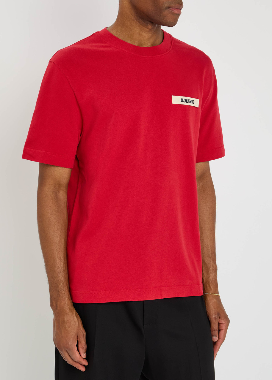 Jacquemus Grosgrain Neck T-shirt Short Sleeves In Red