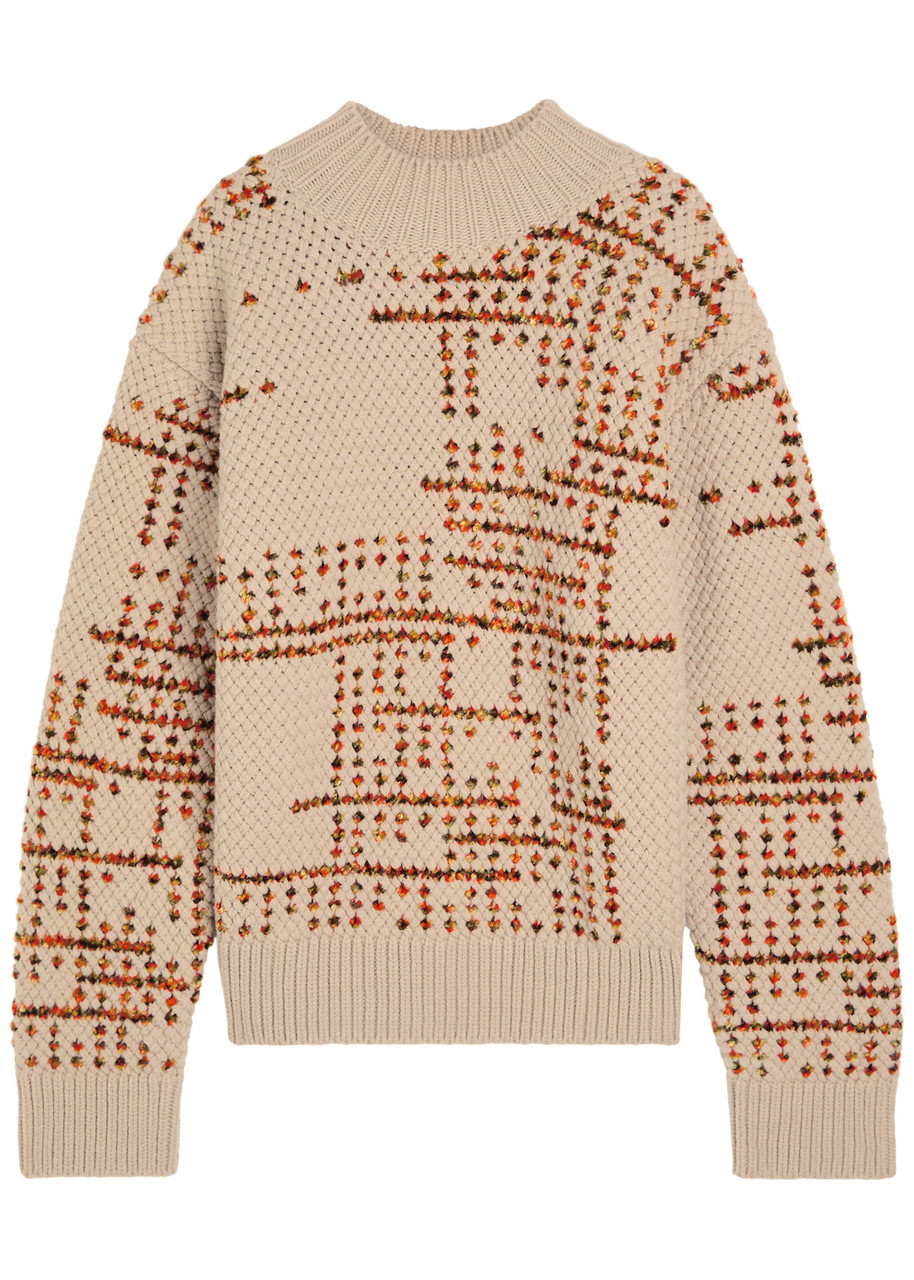 Dries Van Noten Mauritius Patterned Wool-blend Jumper – Beige – L Dries Van Noten Mauritius Patterned Wool-blend Jumper – Beige – L