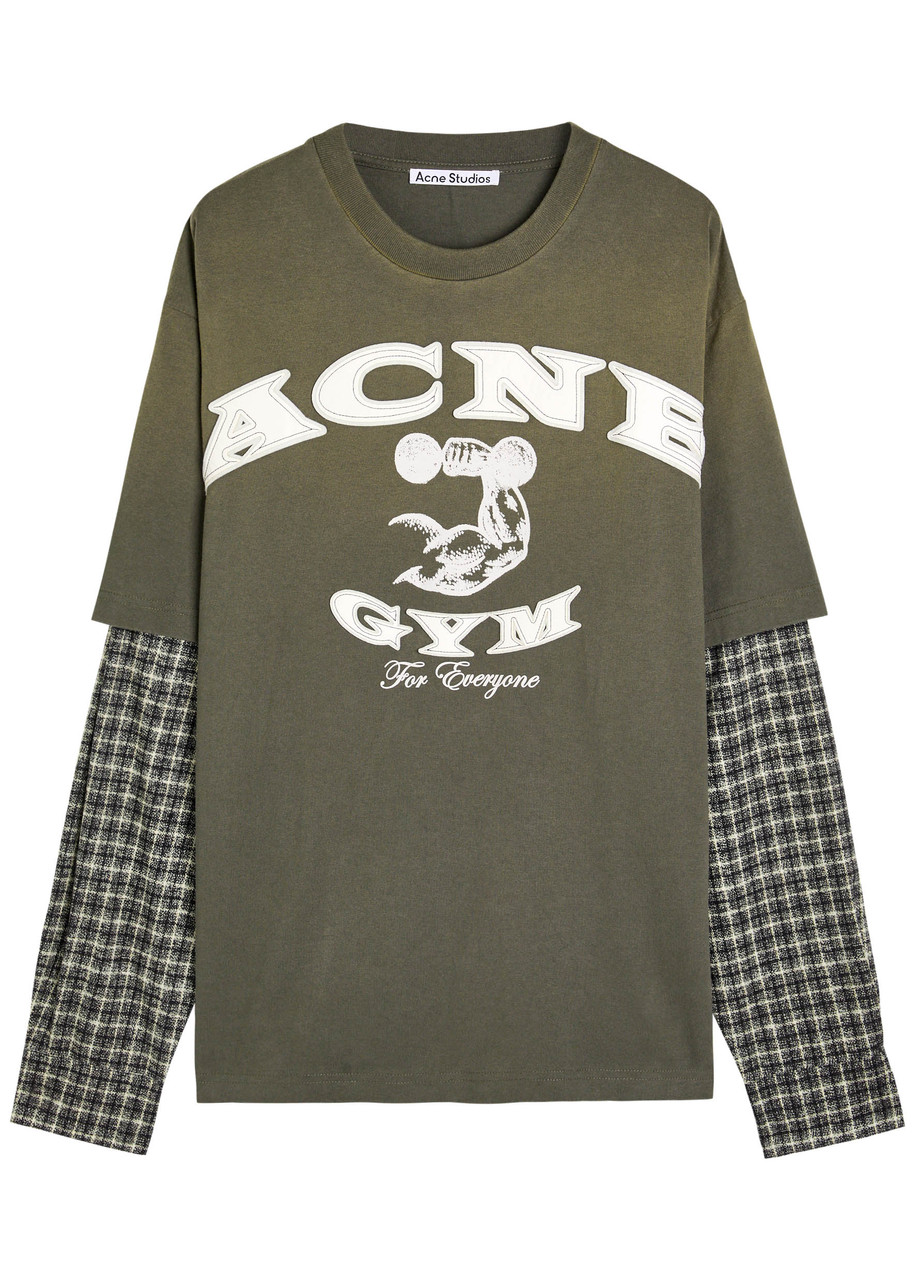 Acne Studios Mens Vintage Green Exford Gym Bro Logo-patch Cotton T-shirt In Green