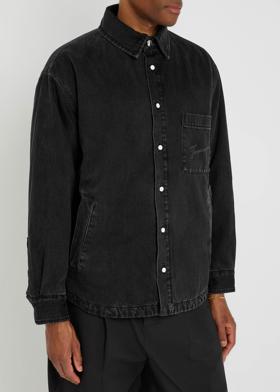 Jacquemus La Chemise Boulanger Quilted Denim Jacket In Black