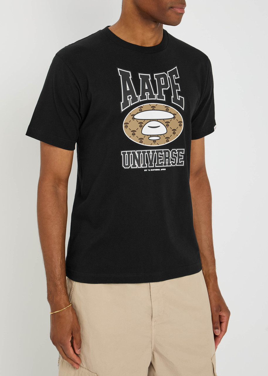 Aape Moonface Universe Printed Cotton T-shirt In Black