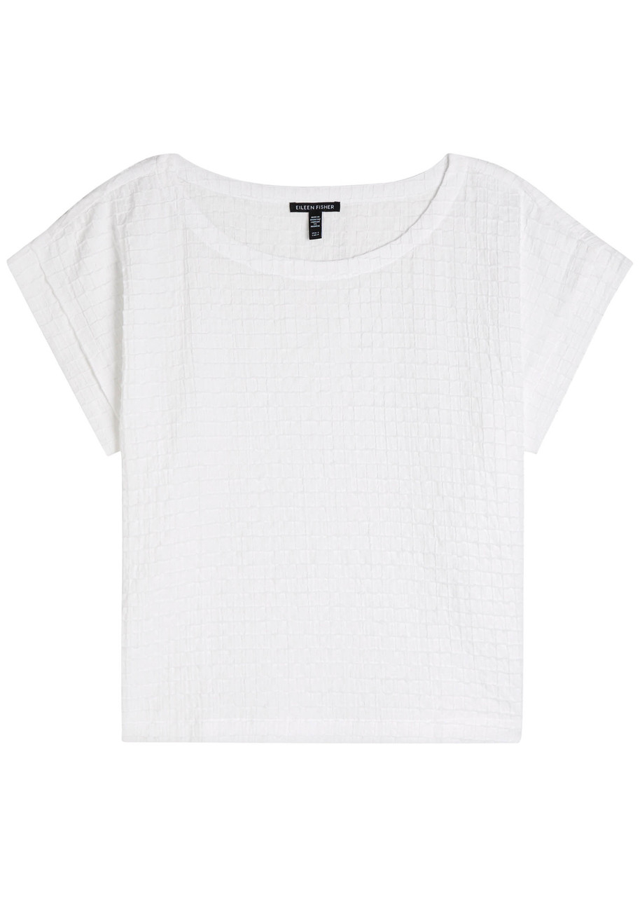 Eileen Fisher Open-stitch Organic Linen Top In White