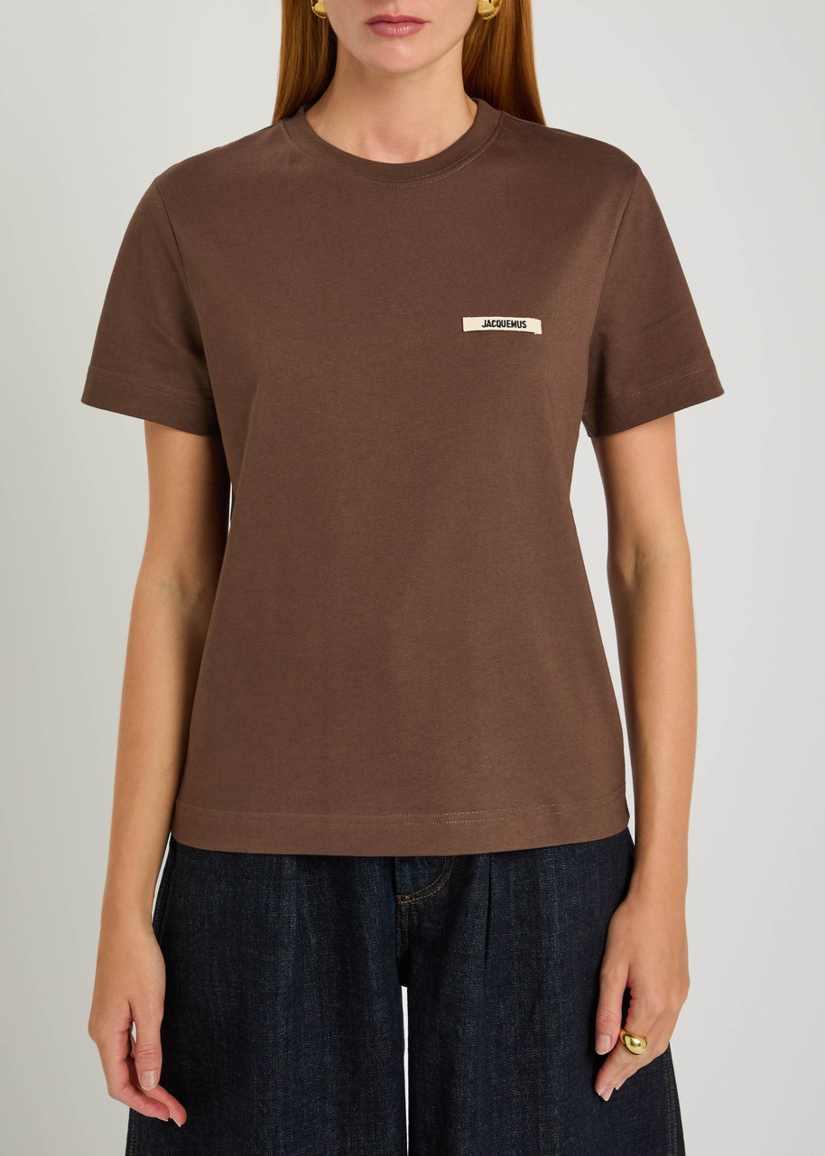 Jacquemus Ribbed Collar Crew-neck T-shirt In Cotton In Brown