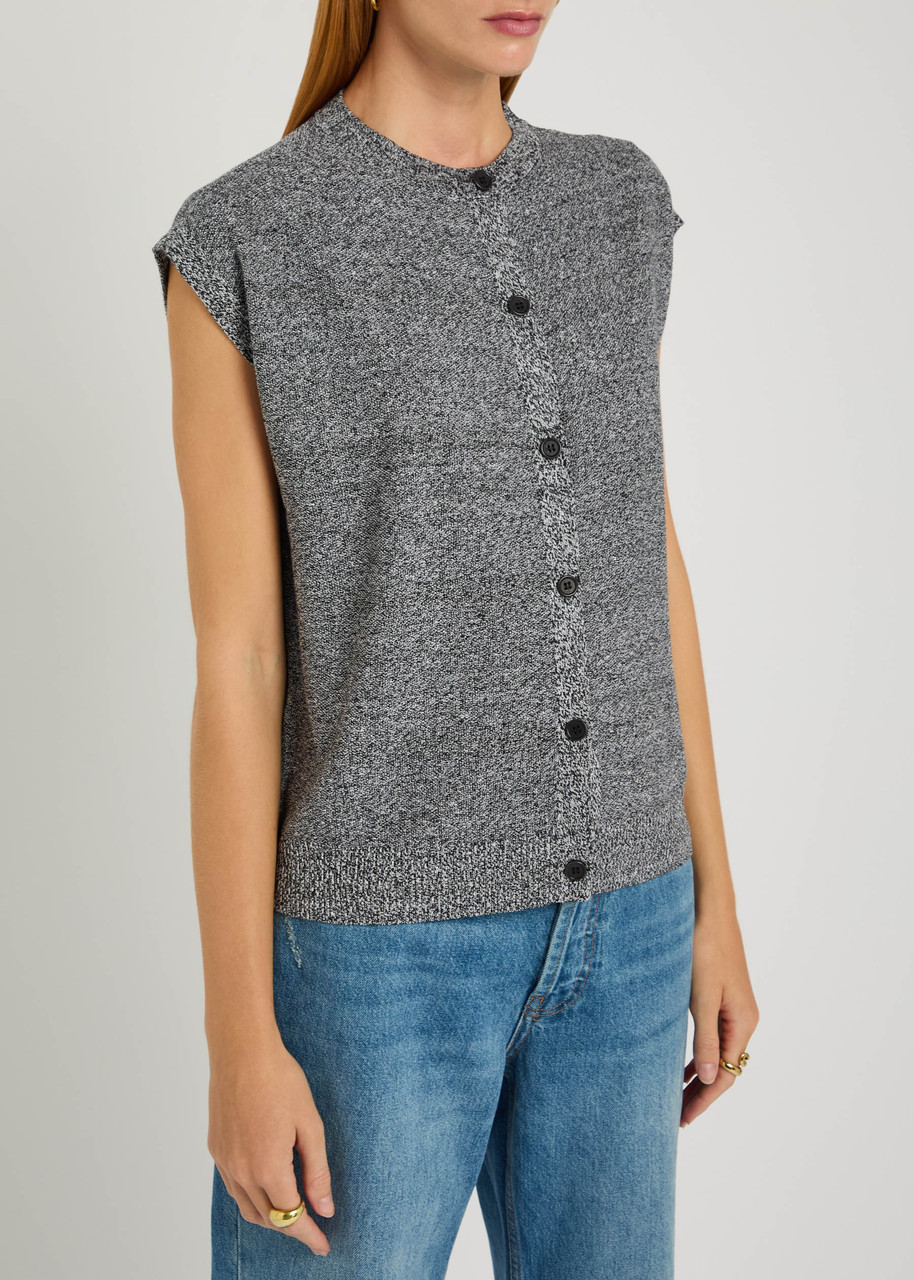 Eileen Fisher Mélange Linen-blend Top In Gray