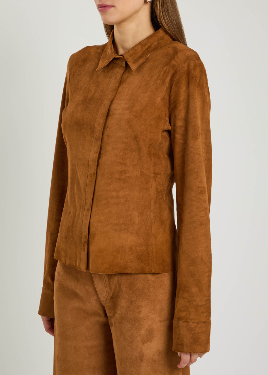 Stouls Sanda Stretch-suede Shirt In Brown