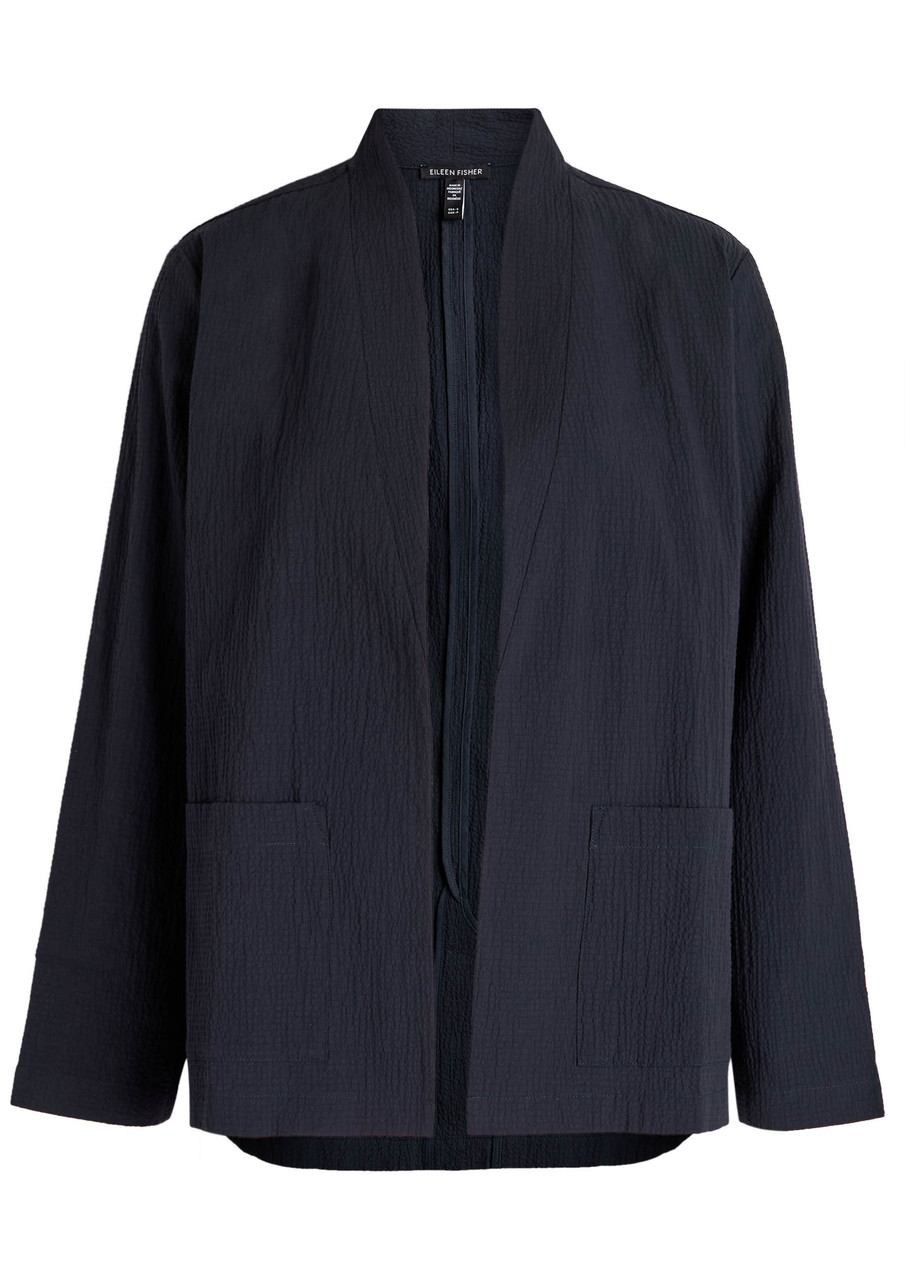 Eileen Fisher Seersucker Jacket In Blue
