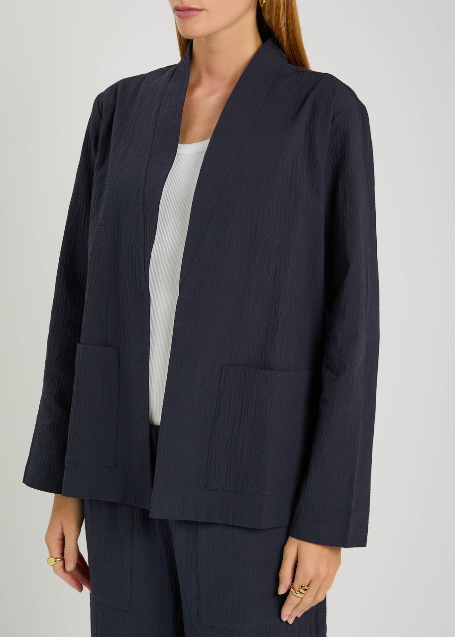 Eileen Fisher Seersucker Jacket In Blue