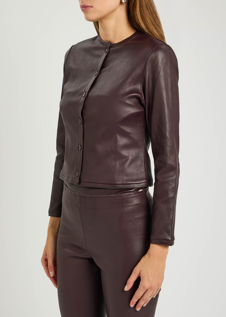 Stouls Astrid 25 Stretch-leather Cardigan In Brown