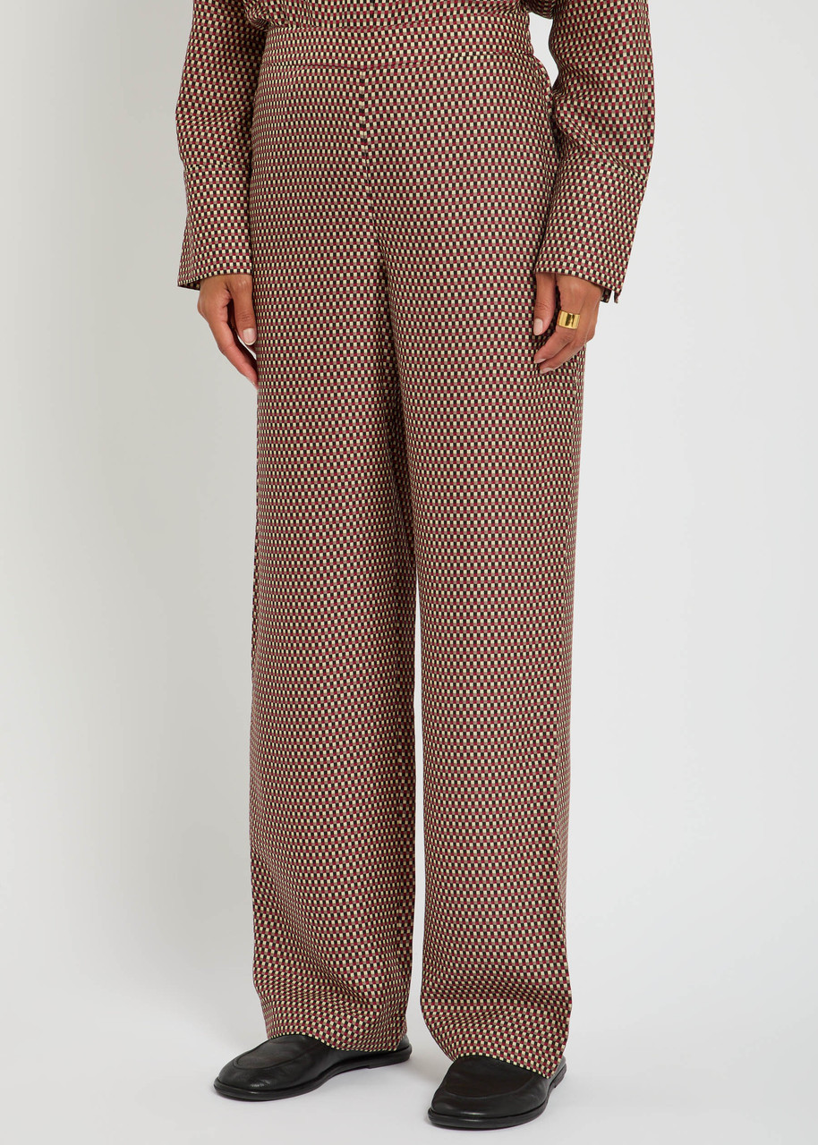 Joseph New Sahel Checked Wide-leg Trousers In Red