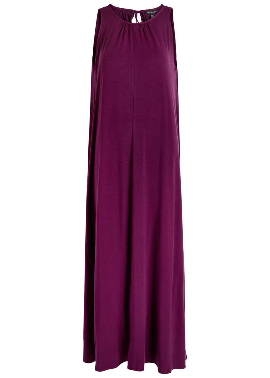 Eileen Fisher Sleeveless Jersey Maxi Dress In Purple