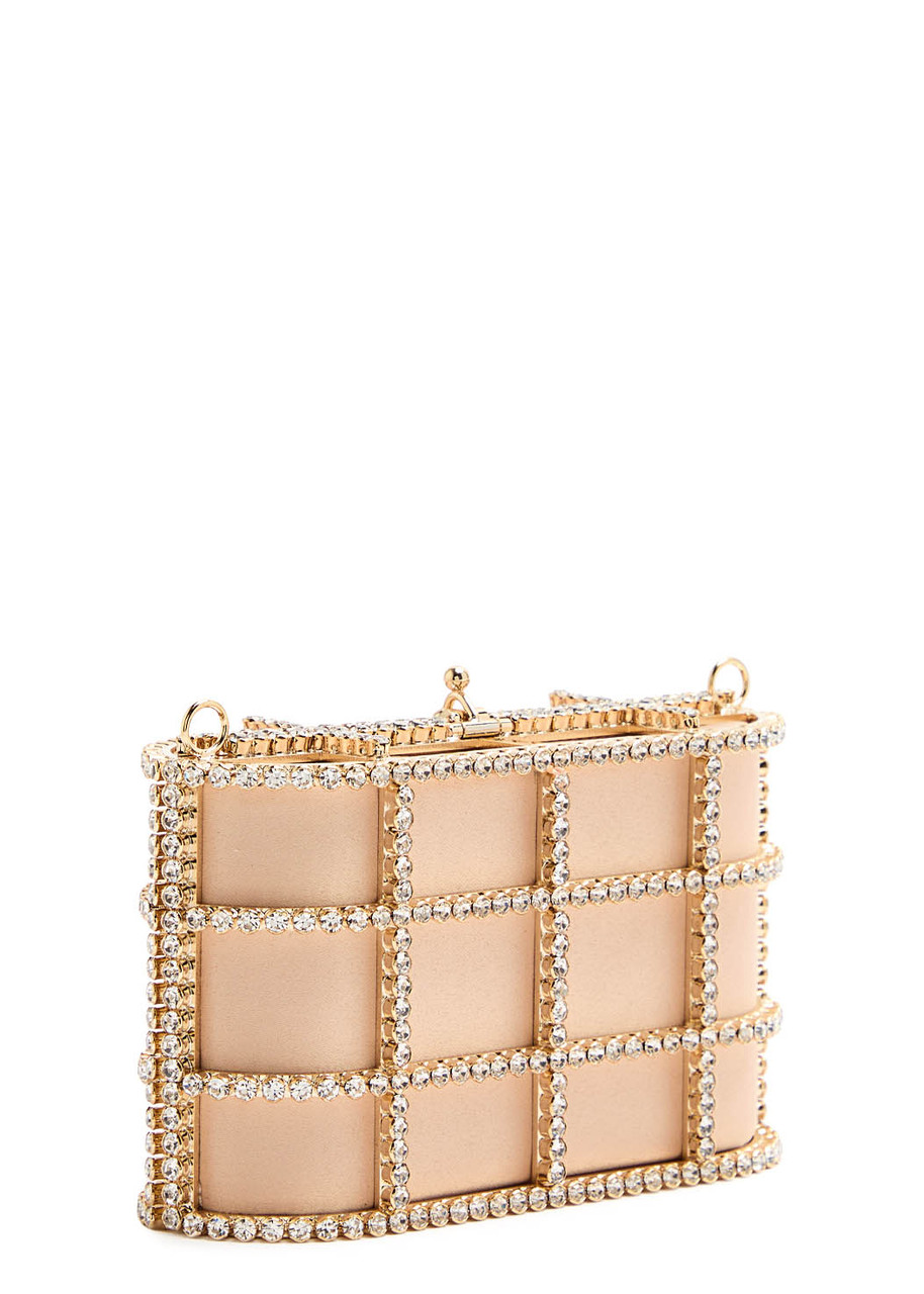 Rosantica Mini Shell Flat Crystal-embellished Satin Clutch In Gold