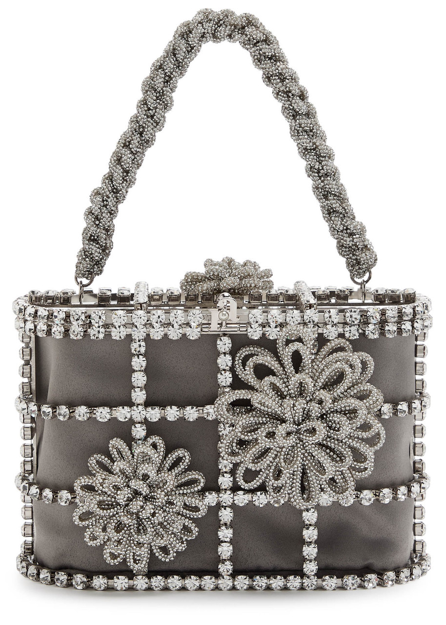 Rosantica Holli Timo Crystal-embellished Top Handle Bag In Silver