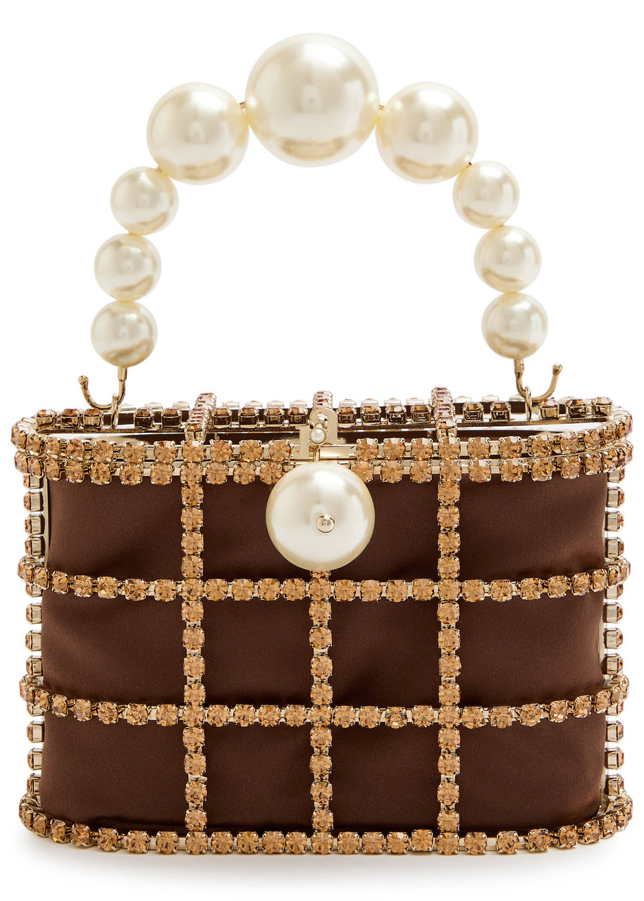 Rosantica Holli Embellished Metal top Handle bag - Brown