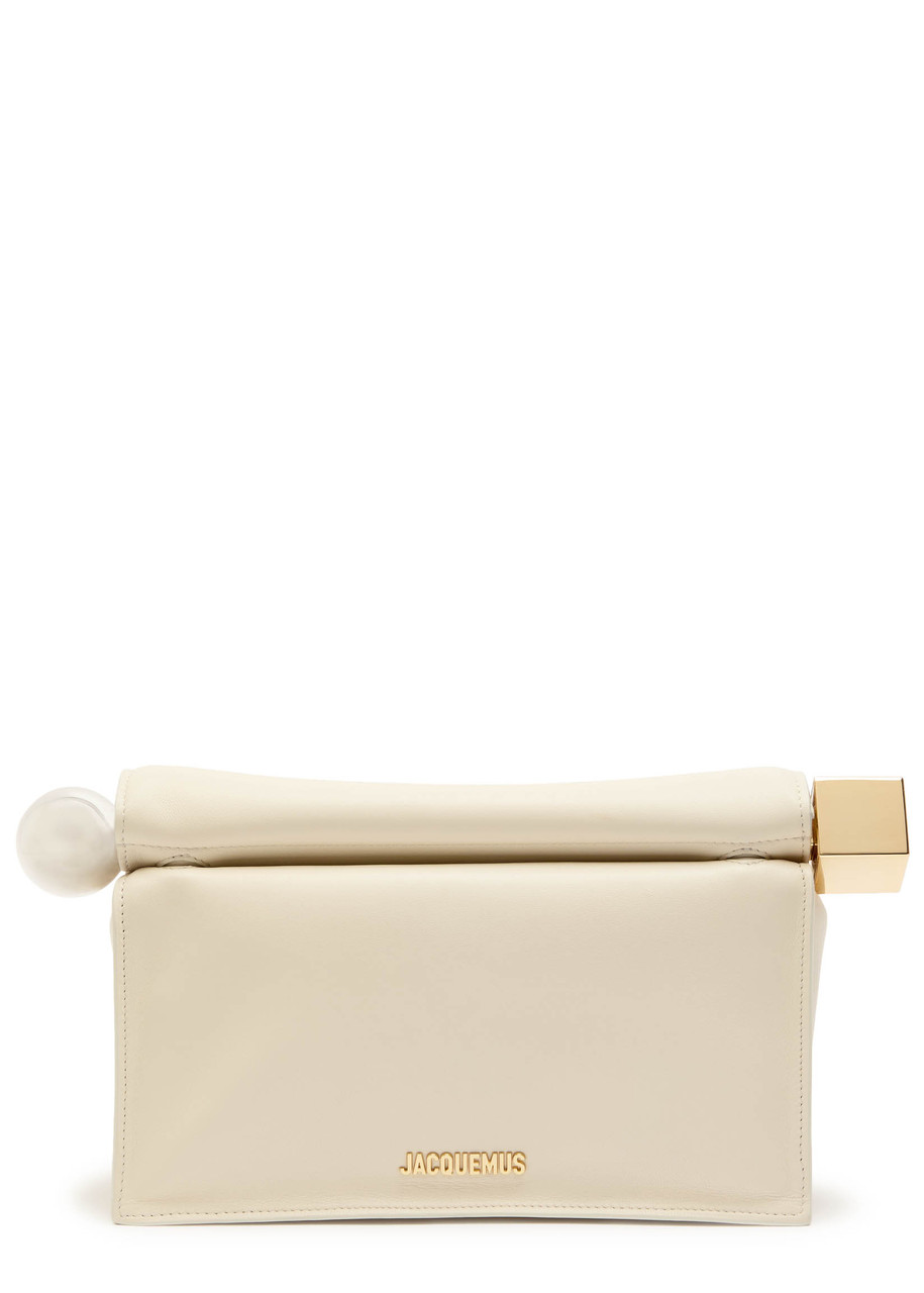 Jacquemus La Pochette Rond Carre Leather Clutch In White