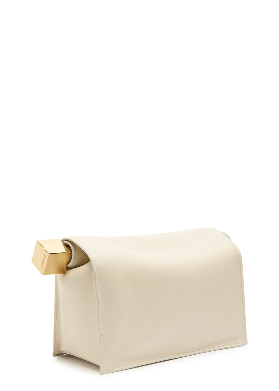 Jacquemus La Pochette Rond Carre Leather Clutch In White