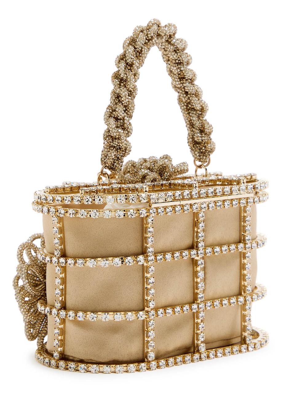 Rosantica Mini Holli Timo Crystal-embellished Top Handle Bag In Gold