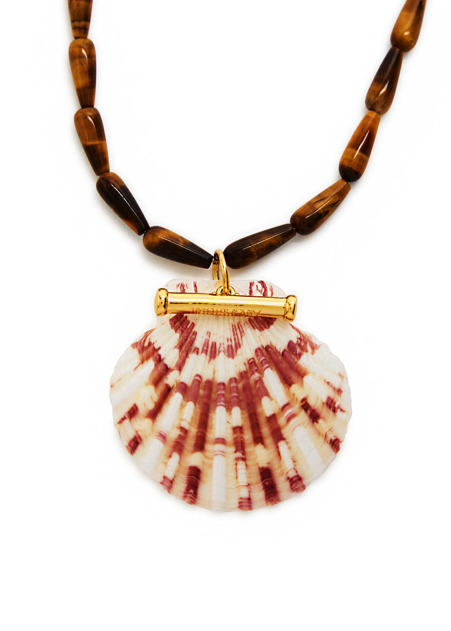 Timeless Pearly Ginevra Shell Beaded Necklace In Brown