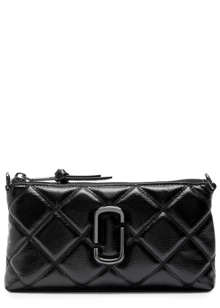Marc Jacobs The Pochette Quilted Glossed Leather Bag In Black