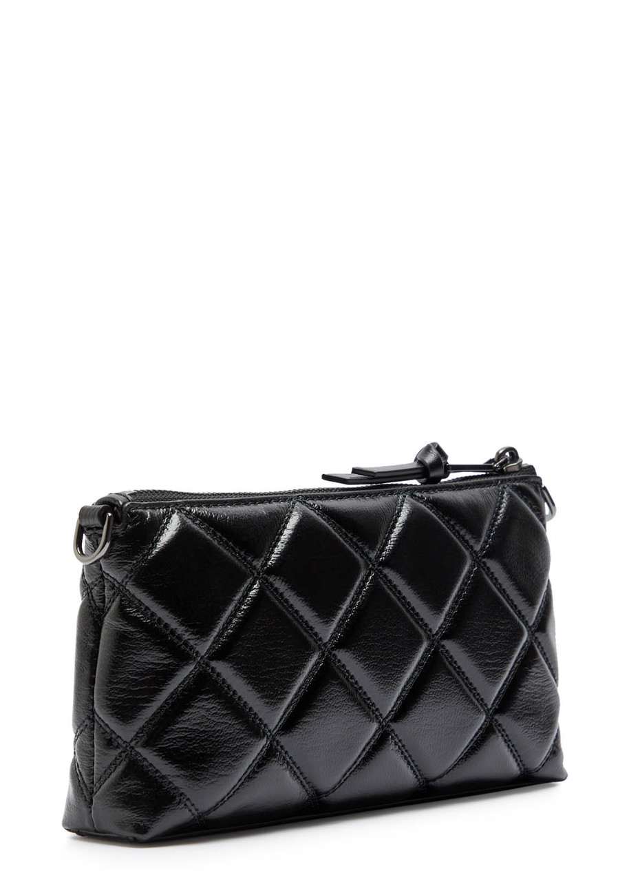 Marc Jacobs The Pochette Quilted Glossed Leather Bag In Black