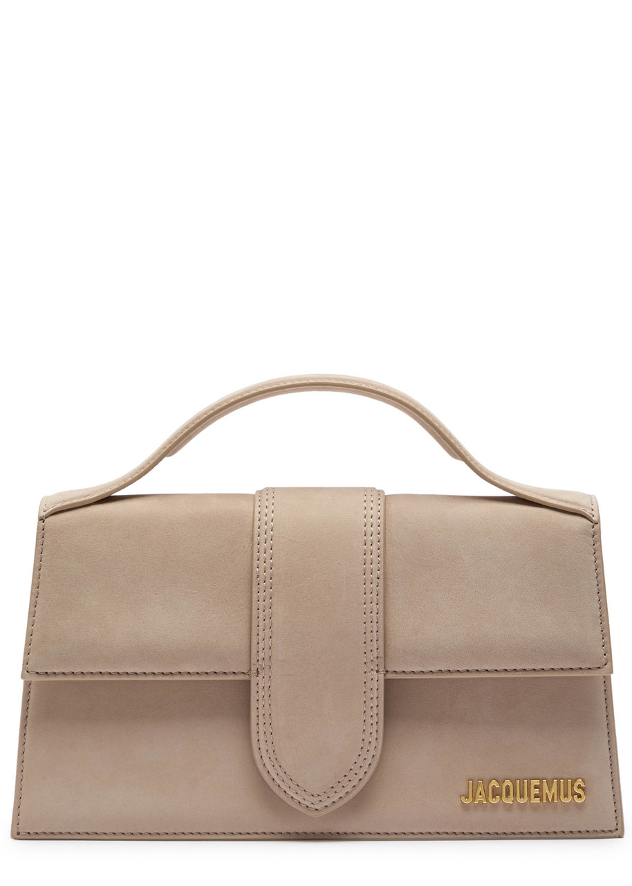 Jacquemus Le Grande Bambino Suede Top Handle Bag In Neutral