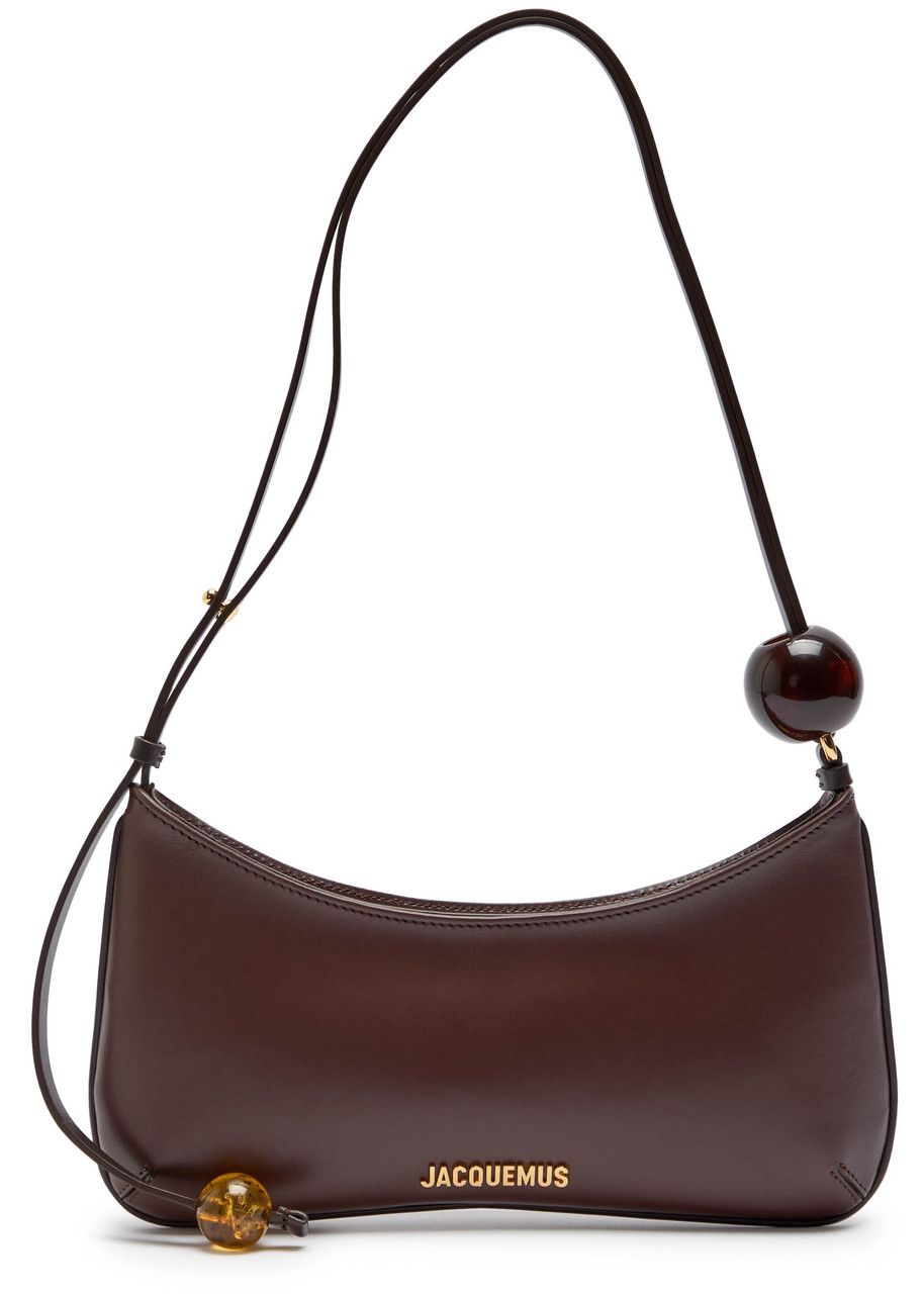 Jacquemus Womens Le Bisou Perle Leather Shoulder Bag Medium Brown In Brown