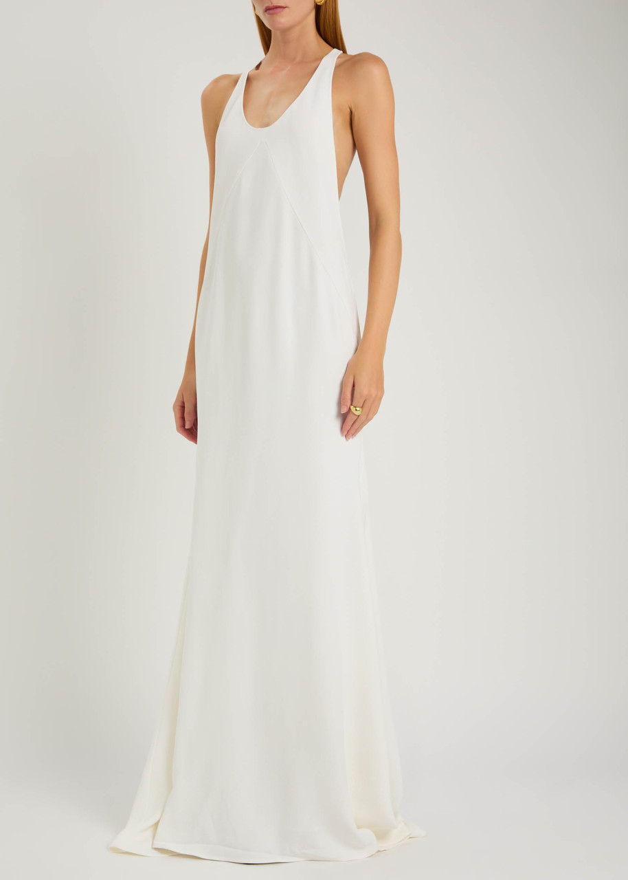Jacquemus The Marcel Paneled Crepe Maxi Dress In White