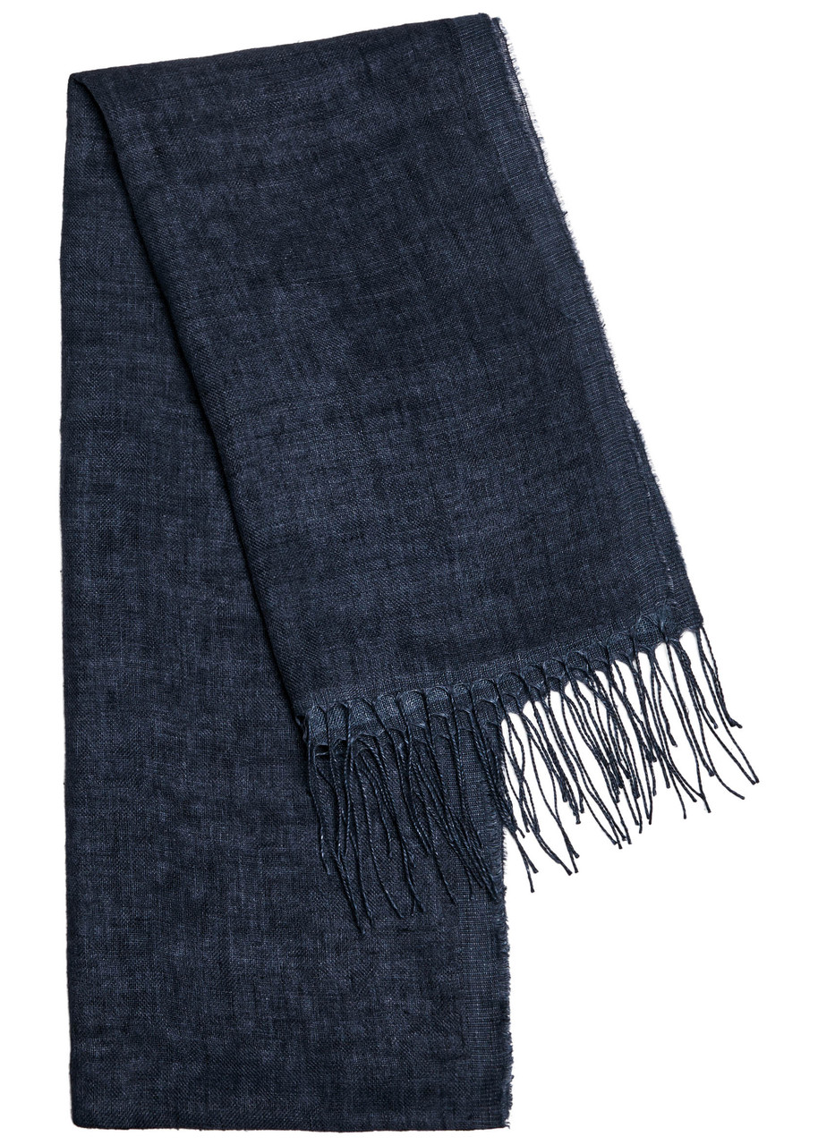 Eileen Fisher Two-tone Linen Scarf In Blue