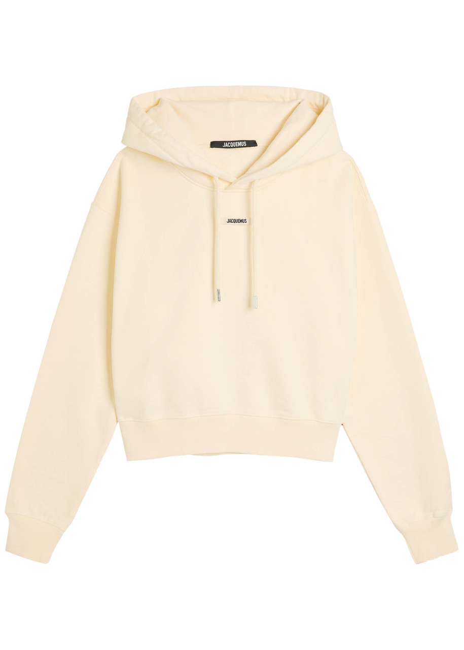 Jacquemus Le Hoodie Gros Grain Cotton Crop Hoodie In Neutral